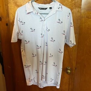 Travis Mathew white palm tree golf polo